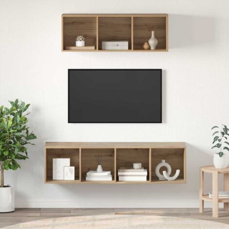 TV-Schrankset Wandmontiert 2 pcs Artisan-Eiche Holzwerkstoff vidaXL