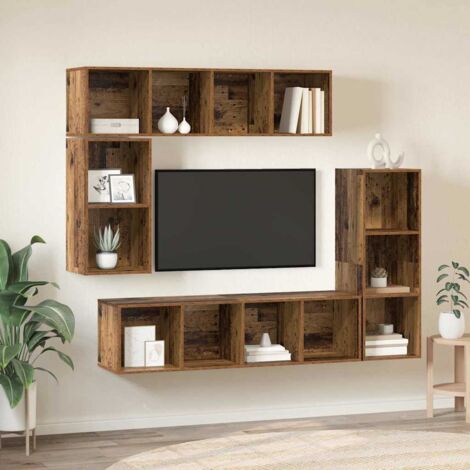 TV-Schrankset Wandmontiert 4 pcs Altholz Holzwerkstoff vidaXL