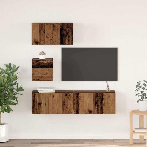 TV-Schrankset Wandmontiert 4 pcs Altholz Holzwerkstoff vidaXL