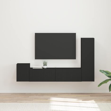 TV-Schrankset Wandmontiert 4 pcs Schwarz Holzwerkstoff vidaXL