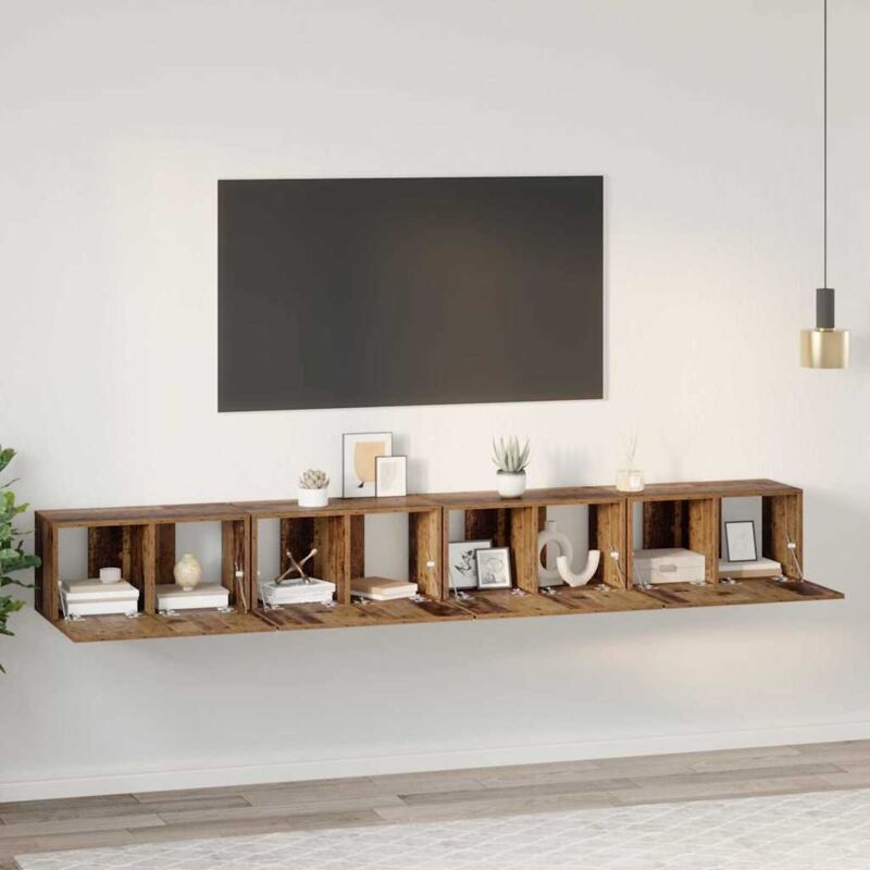 Tv-schrank-set 4 Pcs Altholz 60 X 30 X 30 Cm Holzwerkstoff Vidaxl