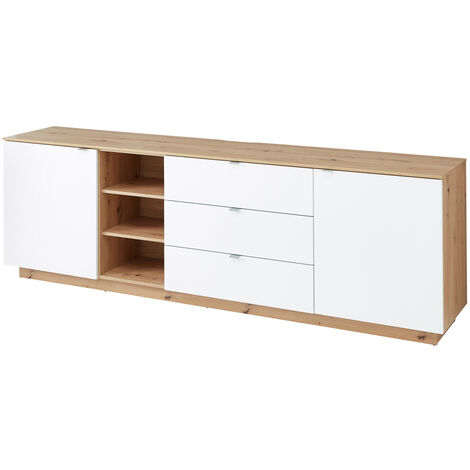LOMADOX TV-Sideboard Fernsehschrank Artisan Eiche mit weiß, Breite 240 cm CUST-36
