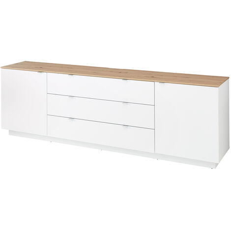 TV Sideboard Fernsehschrank weiß mit Artisan Eiche, Breite 240 cm CUST-36