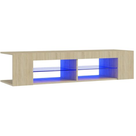TV-Sideboard mit LED-Lichtern Sonoma-Eiche 135x39x30 cm