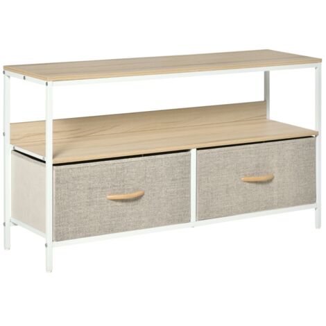 TV Stand Cabinet with 2 Foldable Drawers - Maple Colour