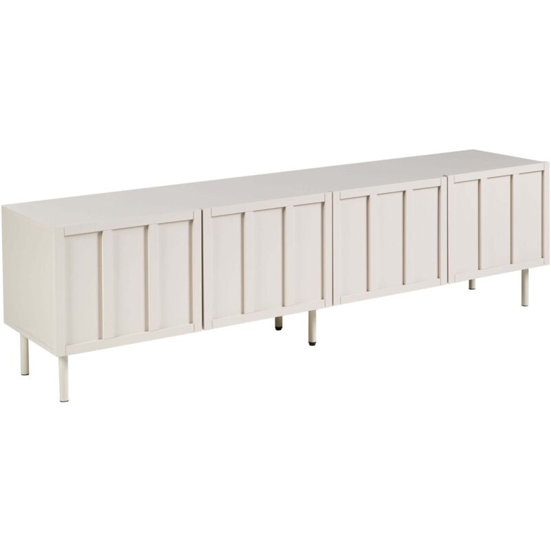 Beliani Tv Stand Light Beige Mdf 4 Door Cabinet Metal Legs Cashmere Modern Design Bedroom Clunes