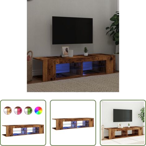 TV stand con luci RGB -  Mobile Porta TV con LED Legno Antico 135x39x30 cm Truciolato