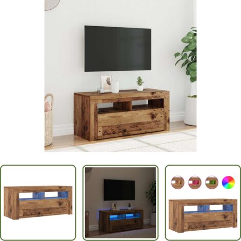 TV stand con luci RGB -  Mobile Porta TV con LED Legno Antico 90x35x40 cm Multistrato