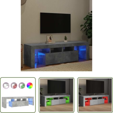 TV stand con luci RGB -  Mobile Porta TV con Luci LED Grigio Cemento 140x36,5x40 cm