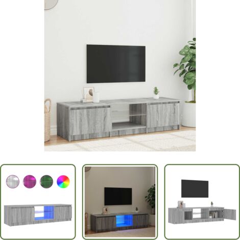 TV stand con luci RGB -  Mobile Porta TV con Luci LED Grigio Sonoma 140x40x36 cm