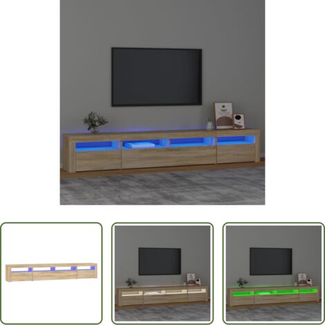 TV stand con luci RGB -  Mobile Porta TV con Luci LED Rovere Sonoma 240x35x40 cm
