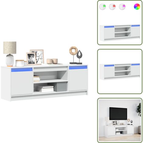TV stand con luci - vidaXL Mobile Porta TV con LED Bianco 139,5x34x50 cm in Truciolato - Mobile porta TV