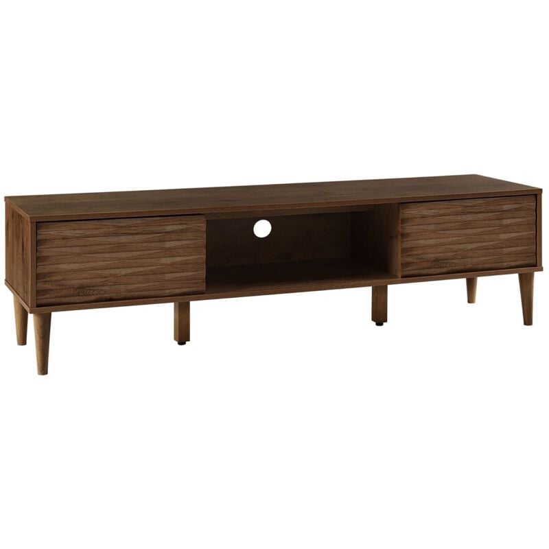 Beliani - tv Stand Dark Wood Retro Contemporary Media Unit Living Room Cabinet Kayan