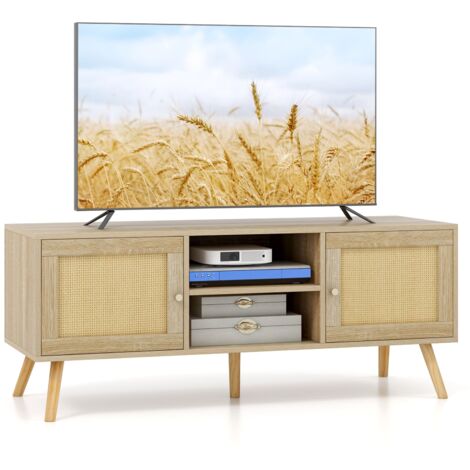 TV Stand for TVs up to 55" Rattan Media Console Table