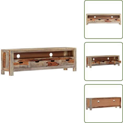 TV Stand in Legno Acacia - vidaXL Mobile Porta TV in Legno Massello di Acacia 130x30x40 cm - Mobile TV con Cassetti