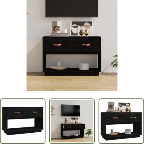 TV stand in legno -  Mobile Porta TV Nero 90x40x60 cm in Legno Massello di Pino