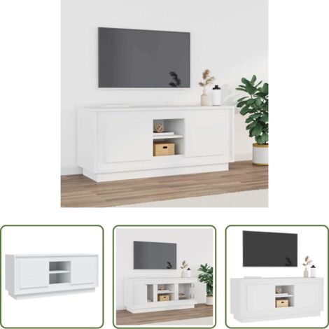 TV Stand -  Mobile Porta TV Bianco 102x35x45 cm in Legno Multistrato