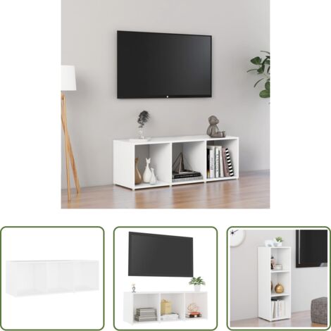 TV Stand -  Mobile Porta TV Bianco 107x35x37 cm in Legno Multistrato