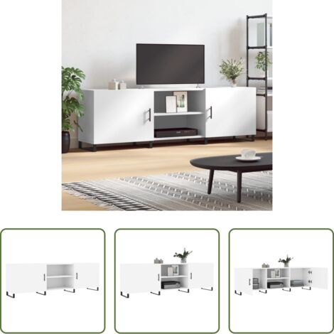 TV Stand -  Mobile Porta TV Bianco 150x30x50 cm in Legno Multistrato
