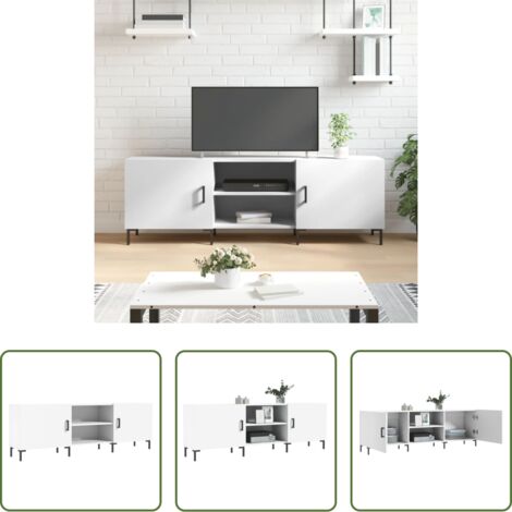 TV Stand -  Mobile Porta TV Bianco 150x30x50 cm in Legno Multistrato