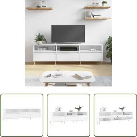 TV Stand -  Mobile Porta TV Bianco Lucido 150x30x44,5 cm Legno Multistrato