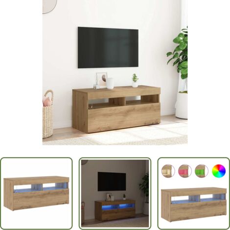 TV Stand -  Mobile Porta TV con LED Artigianale 90x35x40 cm Multistrato