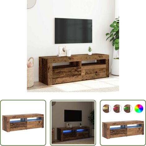 TV Stand -  Mobile Porta TV con LED Legno Antico 120x35x40 cm Multistrato