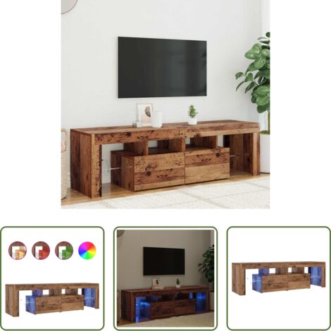 TV Stand -  Mobile Porta TV con LED Legno Antico 140x36,5x40 cm Multistrato