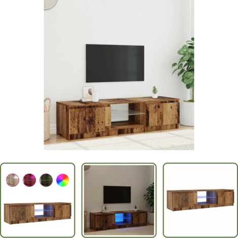 TV Stand -  Mobile Porta TV con LED Legno Antico 140x40x36 cm Multistrato