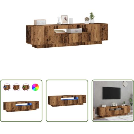 TV Stand -  Mobile Porta TV con LED Legno Antico 160x35x40 cm Truciolato