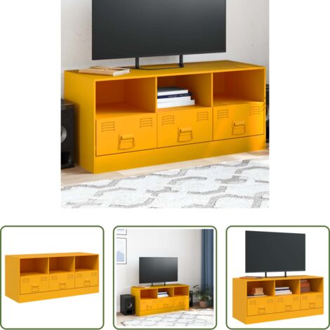 TV Stand -  Mobile Porta TV Giallo Senape 99x39x44 cm in Acciaio
