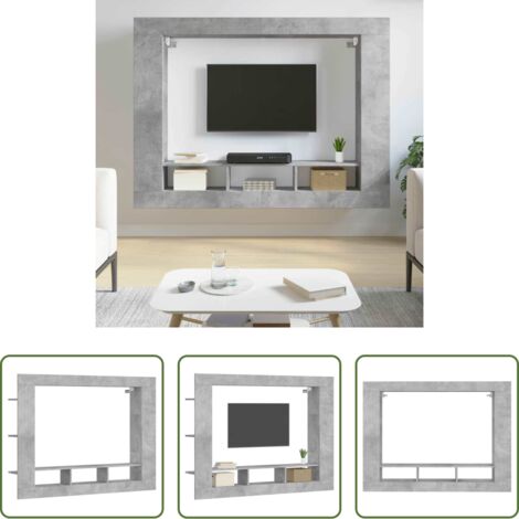 TV Stand -  Mobile Porta TV Grigio Cemento 152x22x113 cm Legno Multistrato