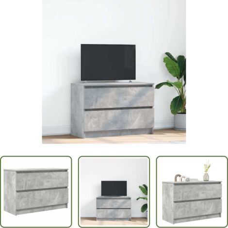 TV Stand -  Mobile Porta TV Grigio Cemento 80x35x54 cm in Legno Multistrato