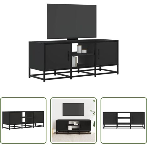 TV Stand -  Mobile Porta TV Nero 100x35x41 cm in Truciolato e Metallo