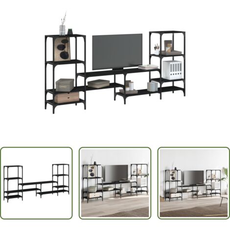 TV Stand -  Mobile Porta TV Nero 206,5x28,5x95 cm in Legno Multistrato