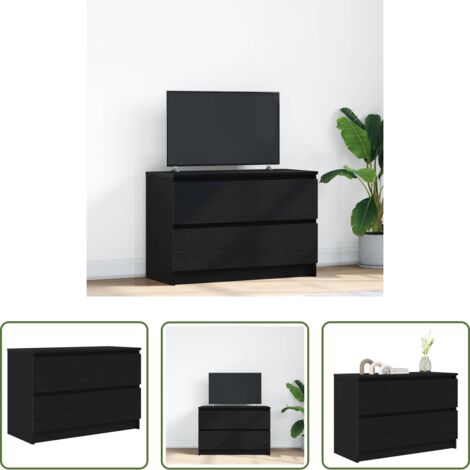 TV Stand -  Mobile Porta TV Nero 80x35x54 cm in Legno Multistrato