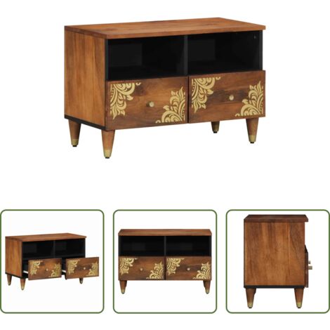 TV stand -  Mobile TV Marrone miele 70 x 33 x 46 cm Legno di mango massello