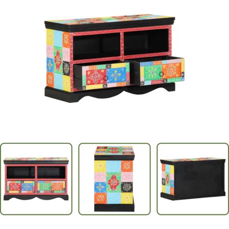 TV Stand -  Mobile TV Multicolore 80 x 35 x 50 cm Legno di mango massello