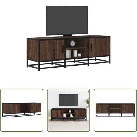TV Stand -  Mobile TV Rovere Marrone 120x35x41 cm Legno Multistrato Metallo