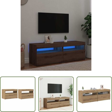 TV Stand -  Mobili Porta TV con LED 2 pz Artigianale in Legno Multistrato