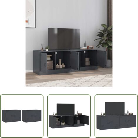 TV stand -  Mobili TV 2 pz Antracite 67x39x44 cm in Acciaio