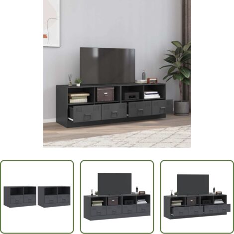 TV stand -  Mobili TV 2 pz Antracite 67x39x44 cm in Acciaio