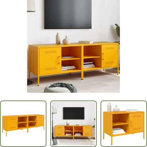 TV stand -  Mobili TV 2 pz Giallo Senape 68x39x50,5 cm in Acciaio