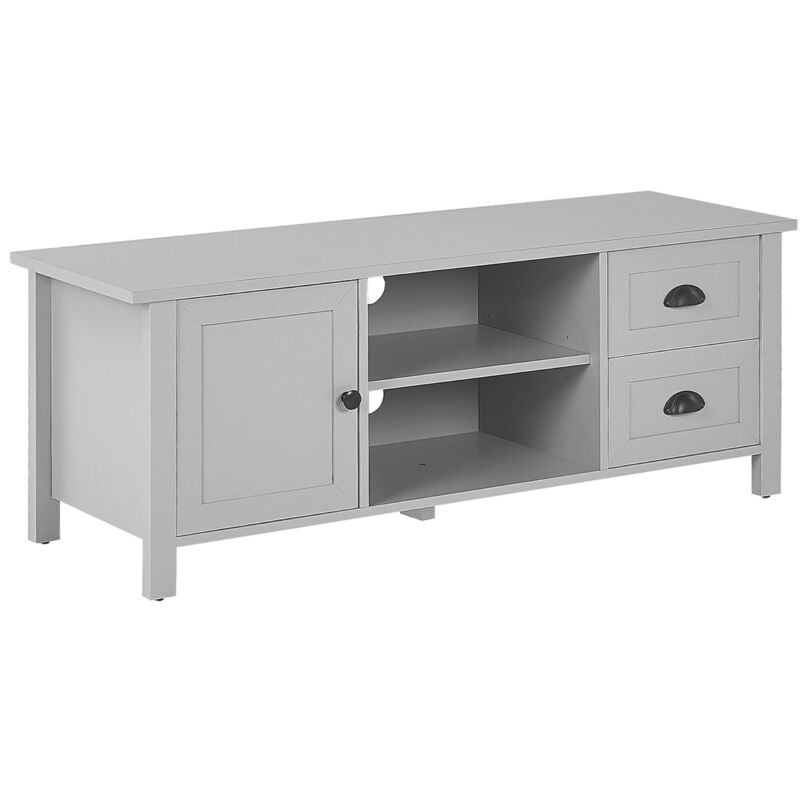 Beliani - tv Stand Rustic Light Grey Cabinet Drawers Shelves Cable Management Honolulu