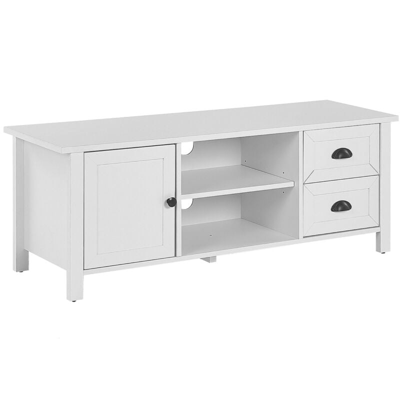 Beliani - tv Stand Rustic White Cabinet Drawers Shelves Cable Management Honolulu