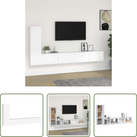 TV stand -  Set Mobili Porta TV 3 pz Bianco in Legno Multistrato