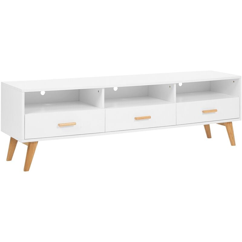 Modern tv Stand Media Unit Sideboard Wooden Legs Drawers Shelves White