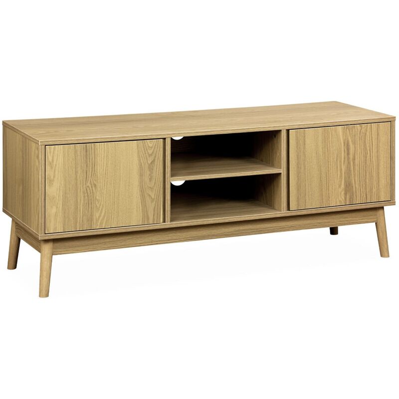 Sweeek - 120cm tv unit wooden effect 2 doors, Dune, Natural, 120x39x48 cm