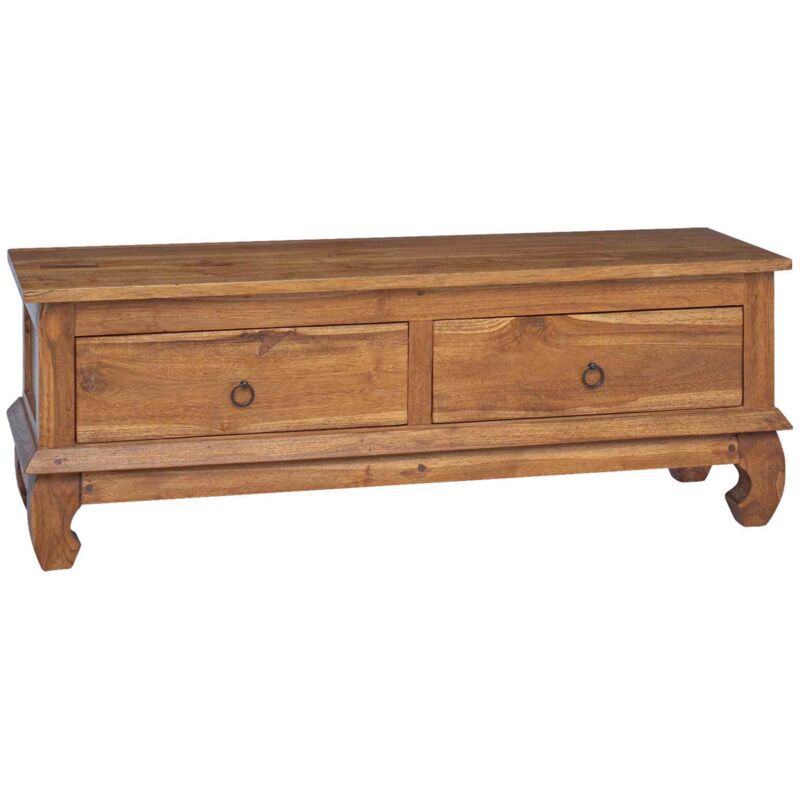 TV Stand with Drawer Natural 110 x 35 x 40 cm Solid Teak Wood vidaXL