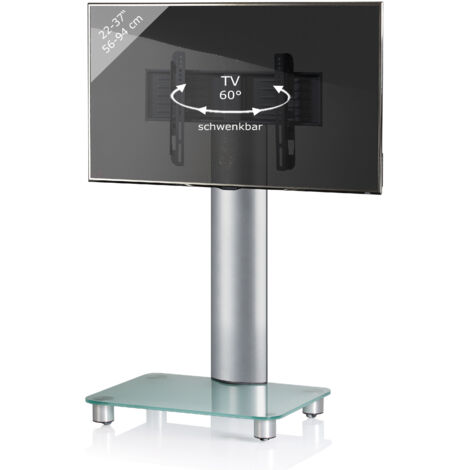 TV Standfuß  Rack Alu Glas Rollen Bilano